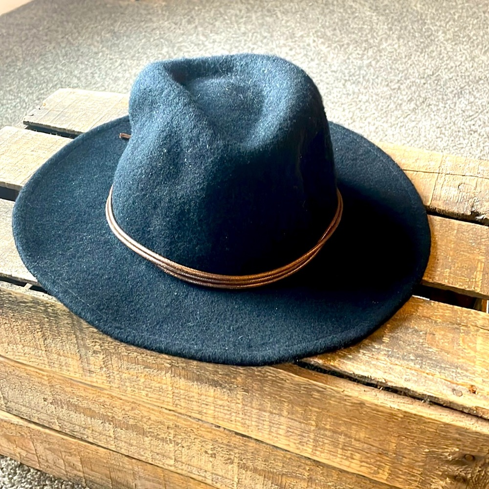 Brixton Black Wool Fedora with Brown Band